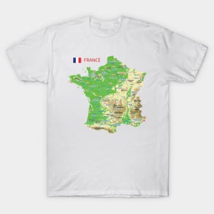 Geographic Map of France T-Shirt